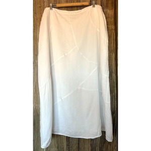 Edward Woman White Linen Maxi Skirt Size 3X Patchwork Boho Beach Resort Coastal
